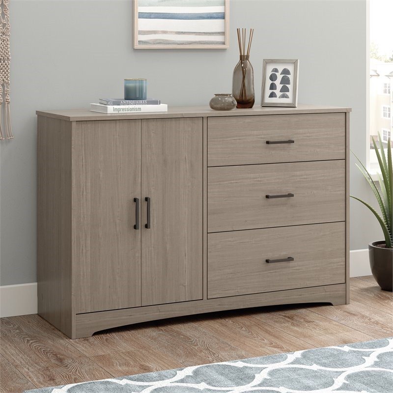 Sauder Beginnings Engineered Wood 3-Drawer Bedroom Dresser in Silver Sycamore