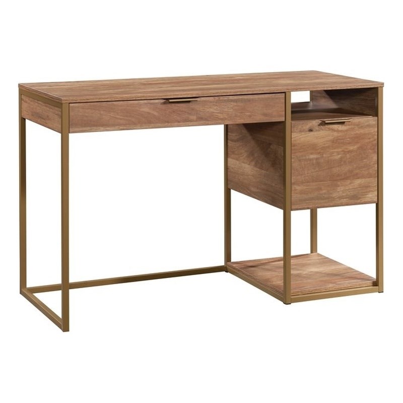 Sauder International Lux Mid-century Engineered Wood Desk in Brown