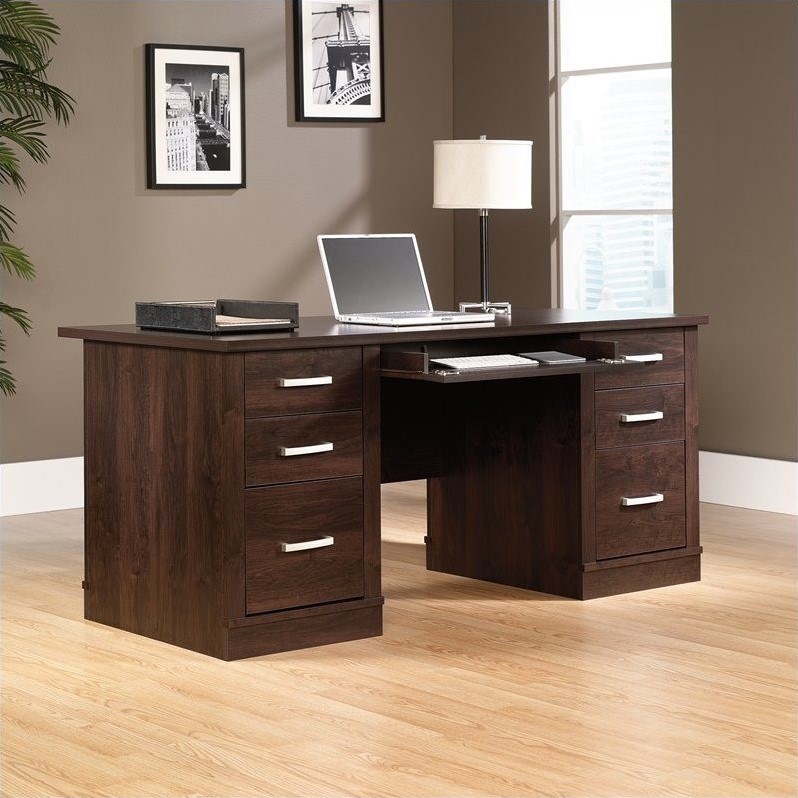 Sauder Office Port Executive Computer Desk In Dark Alder Homesquare