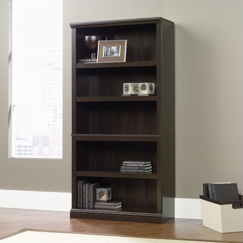 Sauder Select 5 Shelf Bookcase in Cinnamon Cherry