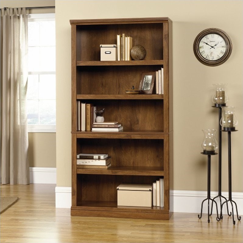 Sauder Select 5 Shelf Bookcase In Oiled, Sauder 5 Shelf Bookcase Salt Oak Finish
