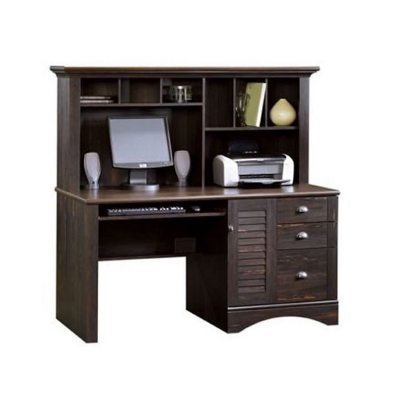 Sauder Harbor View Computer Desk with Hutch in Antiqued Paint Homesquare