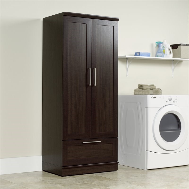 Sauder HomePlus Engineered Wood Wardrobe Armoire in Dakota Oak Finish Homesquare
