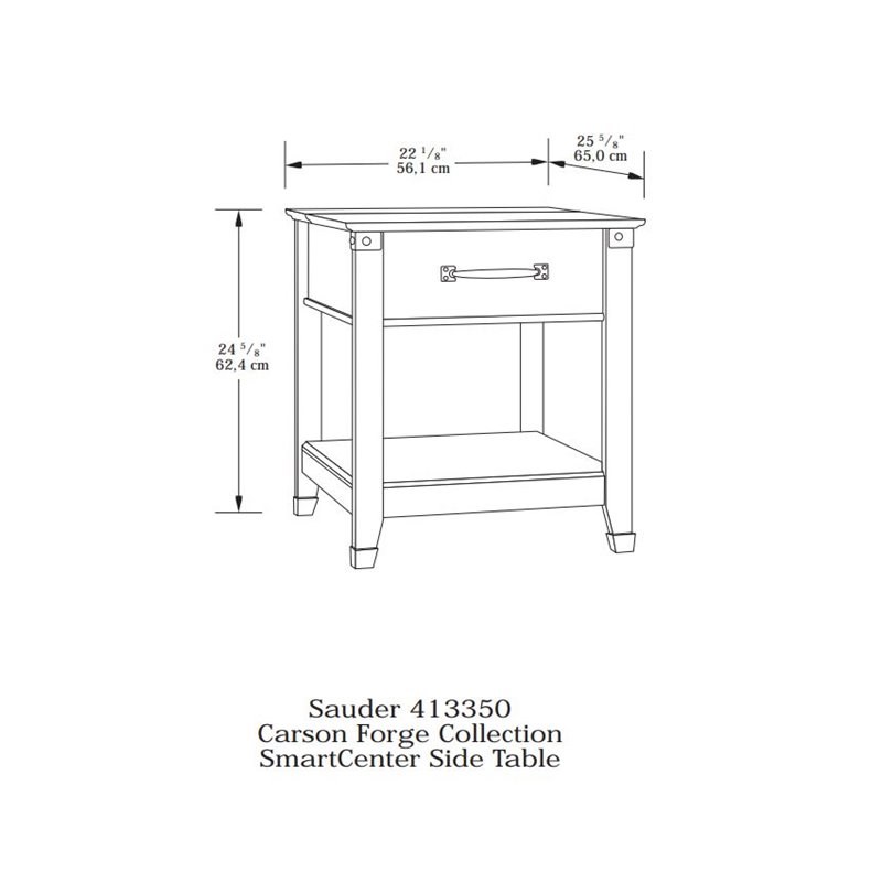 Sauder Carson Forge Smartcenter Wood End Table in Washington Cherry