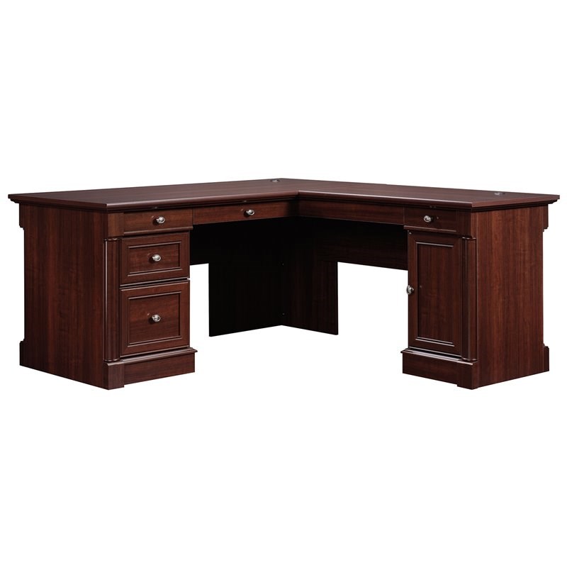 Sauder Palladia Contemporary Wood L-Shape Computer Desk in Select Cherry