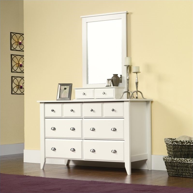 Sauder Shoal Creek 6 Drawers Dresser in Soft White