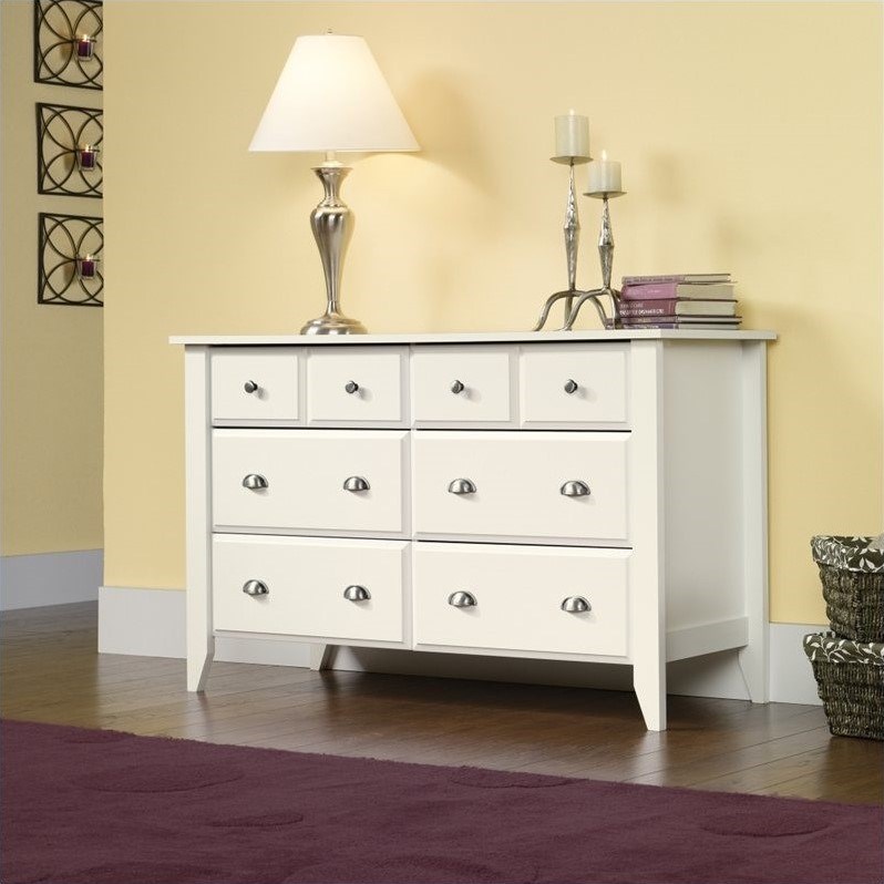 Sauder Shoal Creek 6 Drawers Dresser in Soft White