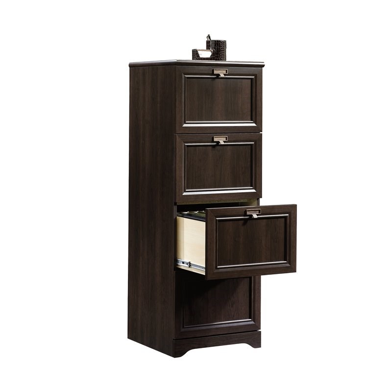 Key Lock In Cinnamon Cherry Finish Sauder 415978 File Cabinet With Four Drawers 
