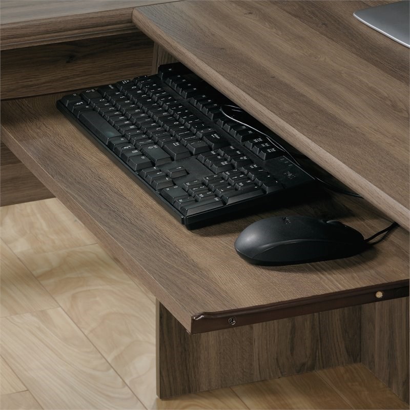 Sauder Harbor View Contemporary Wood L Shaped Computer Desk in Salt Oak ...