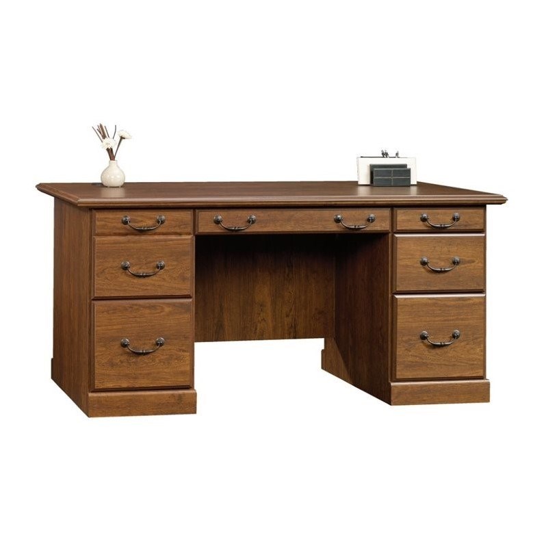 sauder orchard hills executive desk in milled cherry - 418646