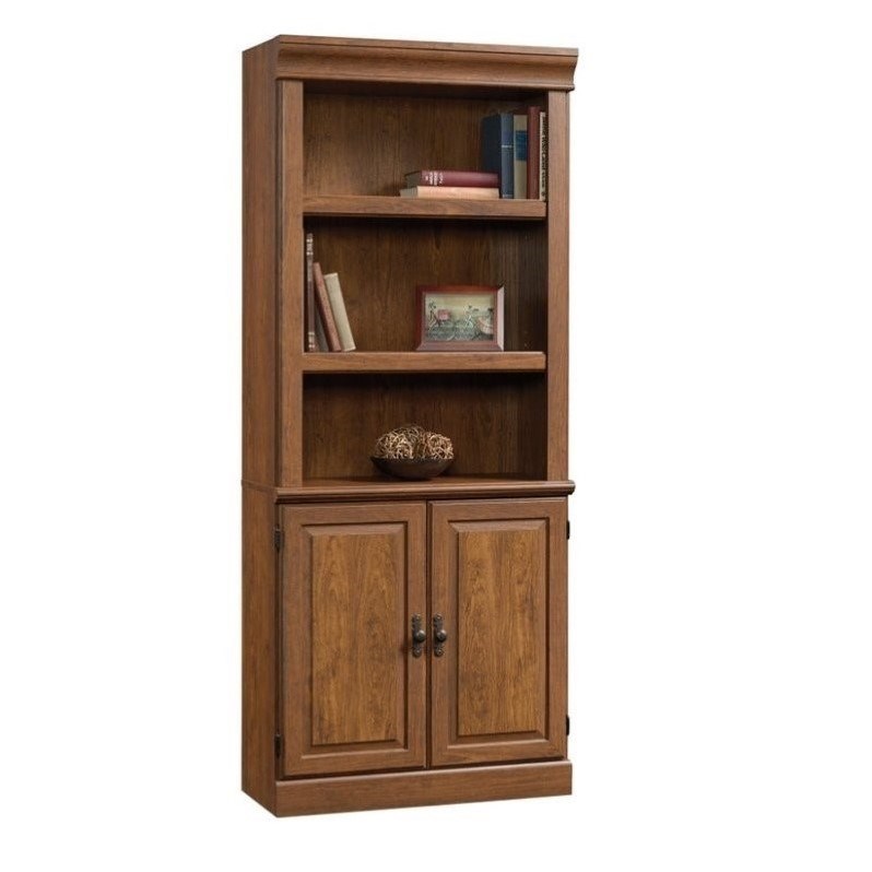 sauder orchard hills 3 shelf bookcase in milled cherry 418734