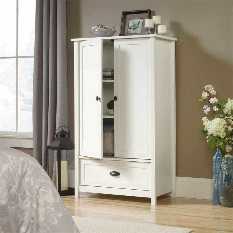 sauder county line armoire in soft white 419451