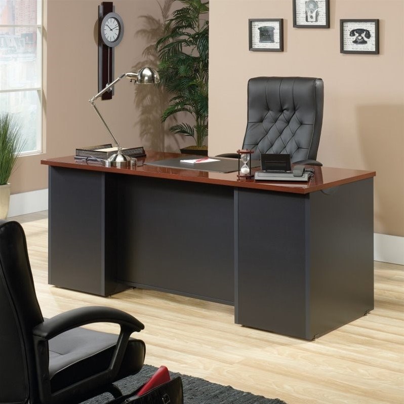 Sauder Via Executive Desk in Classic Cherry Homesquare