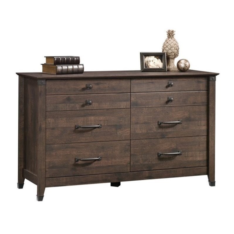Sauder Carson Forge Engineered Wood 6-Drawer Double Dresser in Coffee Oak