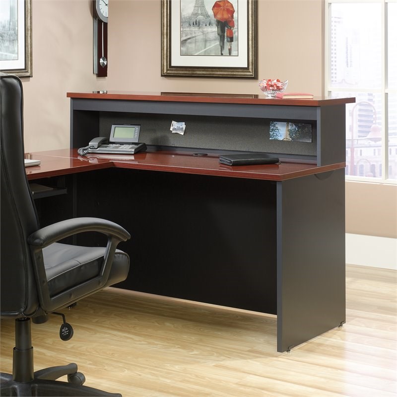 Sauder Via Office Reception Desk (Credenza and Hutch) in Classic Cherry 