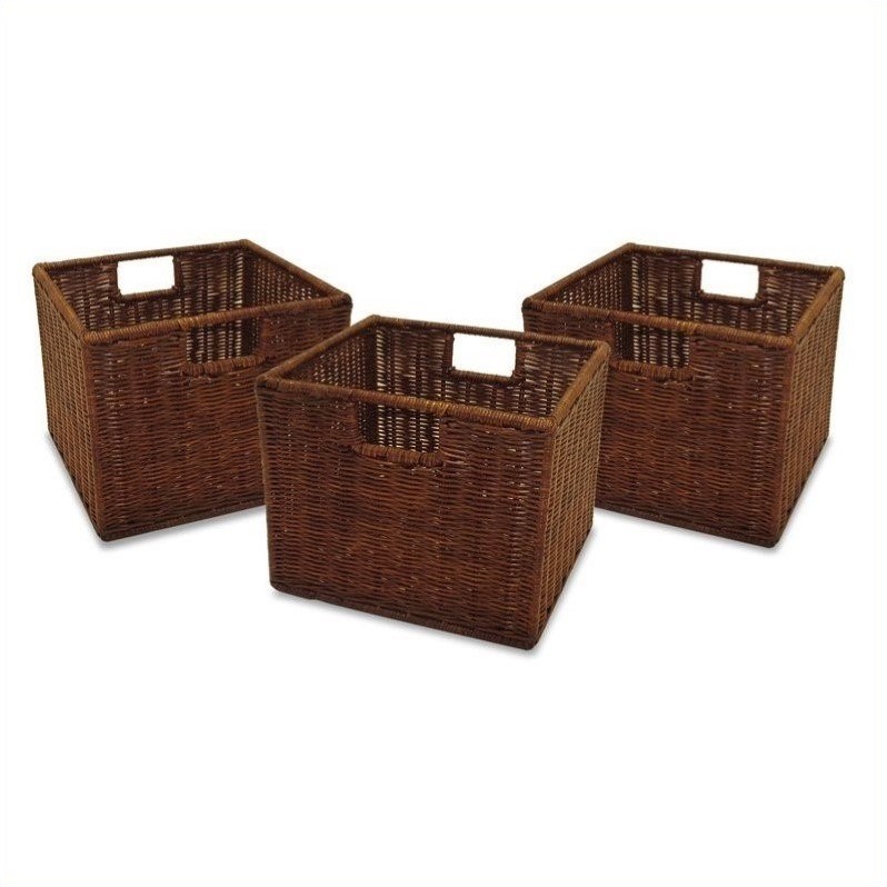 Winsome Small Wired Baskets in Antique Walnut (Set of 3)
