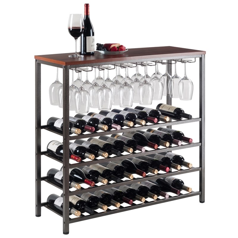 Winsome Michelle Wine Rack with Glass Racks in Antique Bronze