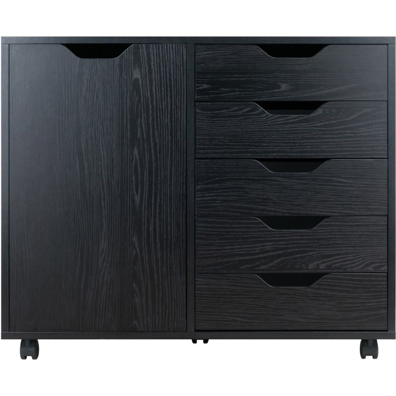 winsome halifax 5 drawer transitional wide wooden door storage