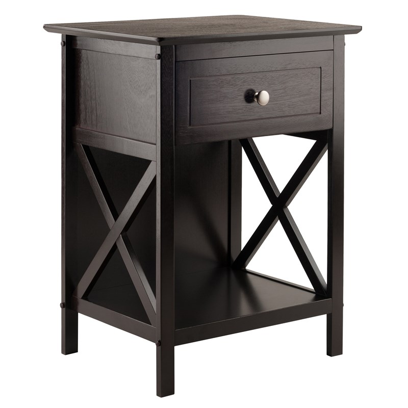 Winsome Xylia 1 Drawer Transitional Solid Wood Storage End Table in Coffee
