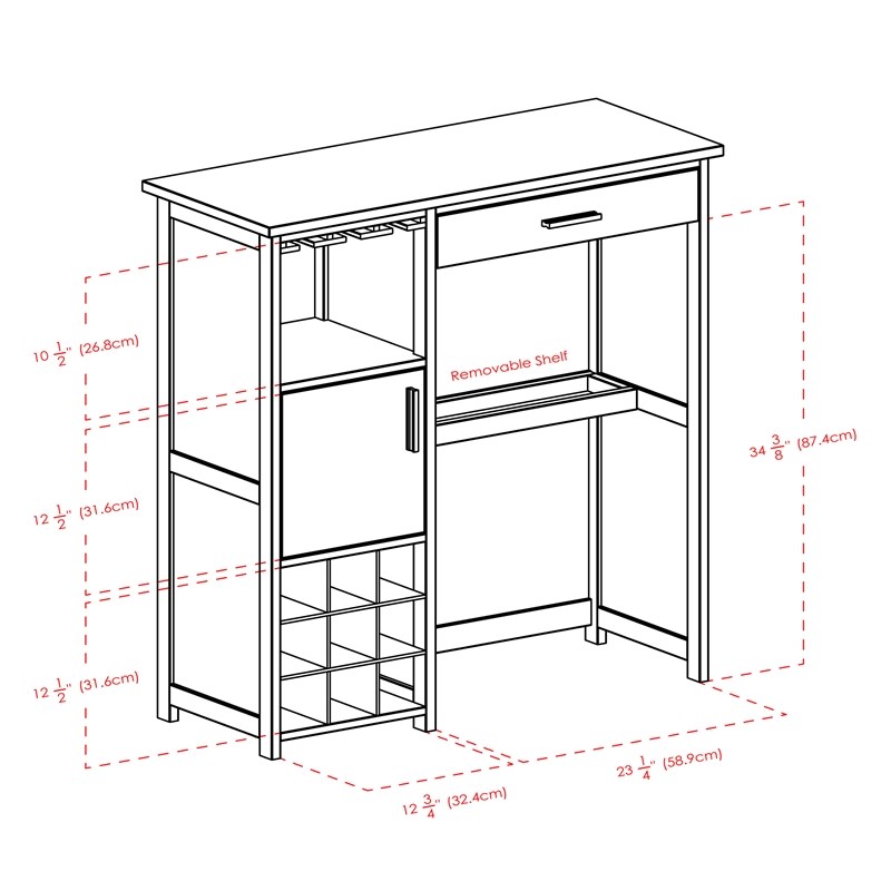 Winsome Moscato Transitional Solid Wood Home Wine Bar in Coffee ...