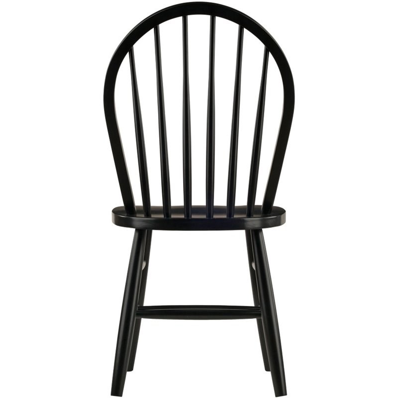 winsome windsor solid wood spindle back dining side chair in black (set