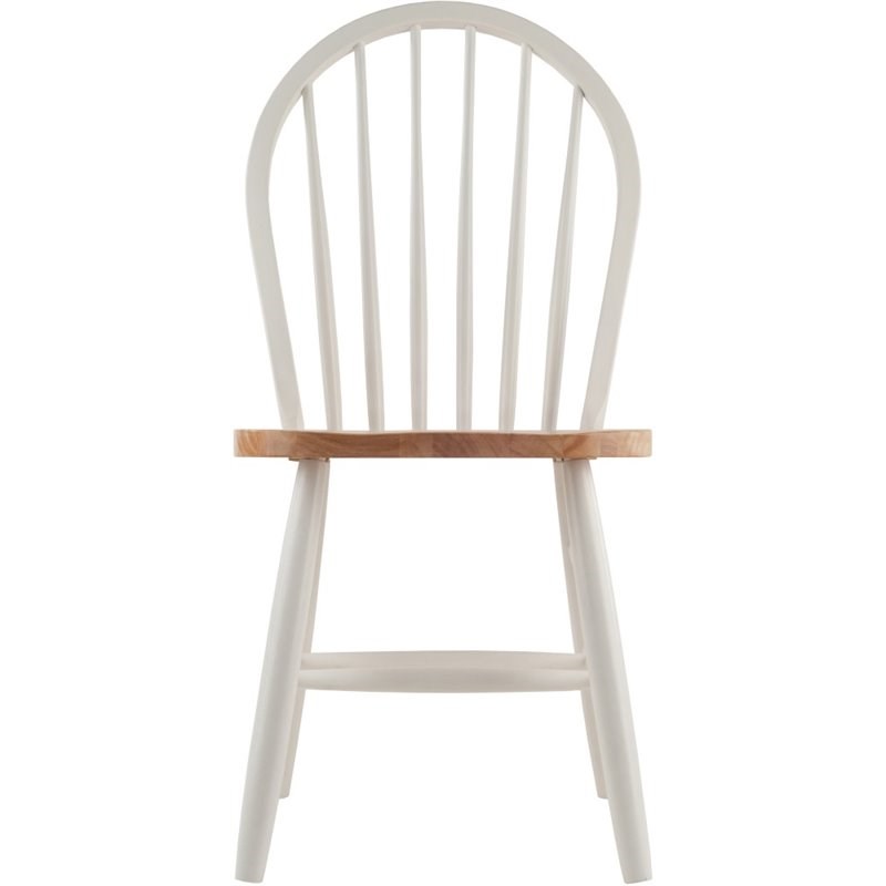 Winsome Windsor Solid Wood Dining Side Chair In Natural And White Set Of 2 53836