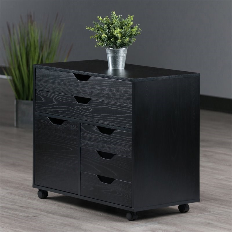 winsome halifax 3 section wooden mobile storage in black 20633