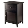 Winsome Nightstand with Cabinet and Drawer in Espresso