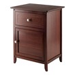 Winsome Nightstand Accent Table with Drawer and Cabinet in Antique Walnut