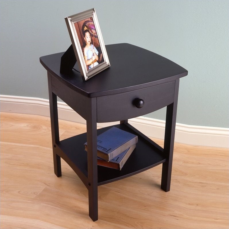 Winsome Basics Solid Wood End Table / Nightstand in Black | Homesquare