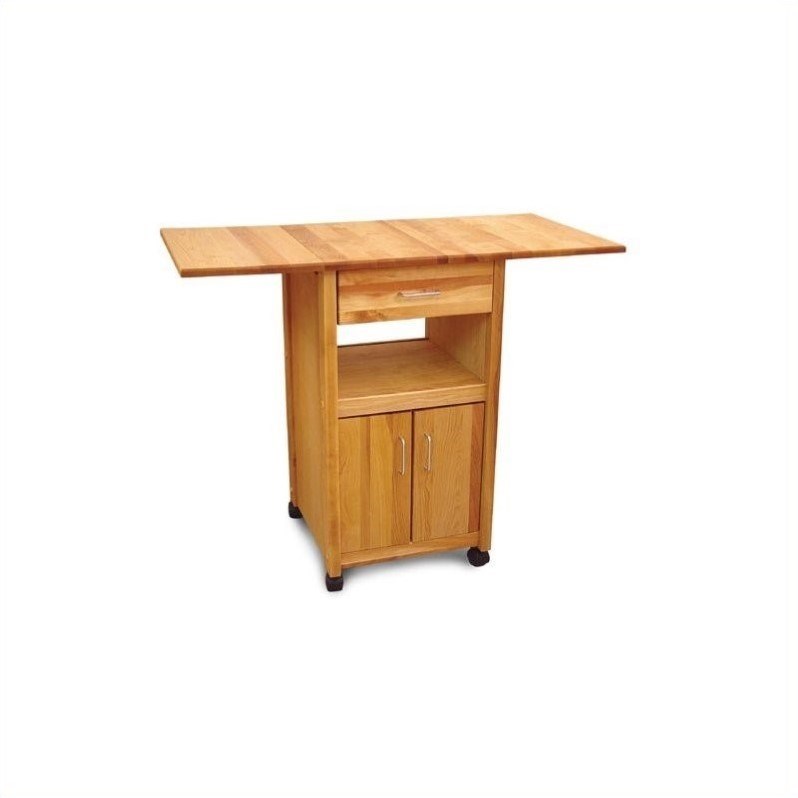 Catskill Craftsmen Drop Leaf Butcher Block Kitchen Cart In Natural Finish Homesquare Drop Leaf Butcher Block Kitchen Cart, Catskill Heart Of The Kitchen Island With Drop Leaf