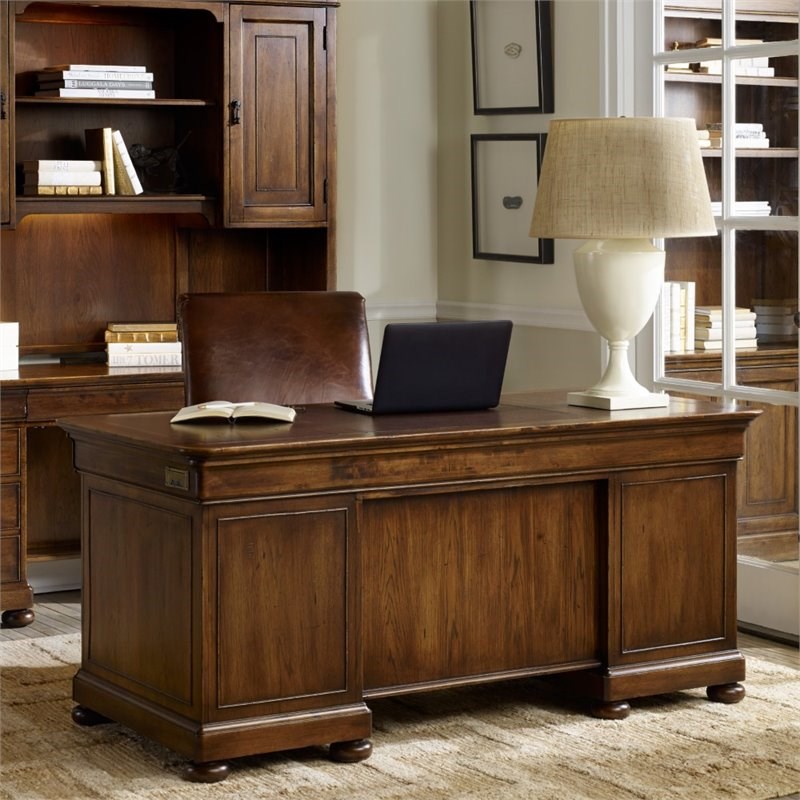 Hooker Furniture Archivist Executive Desk in Pecan | Homesquare
