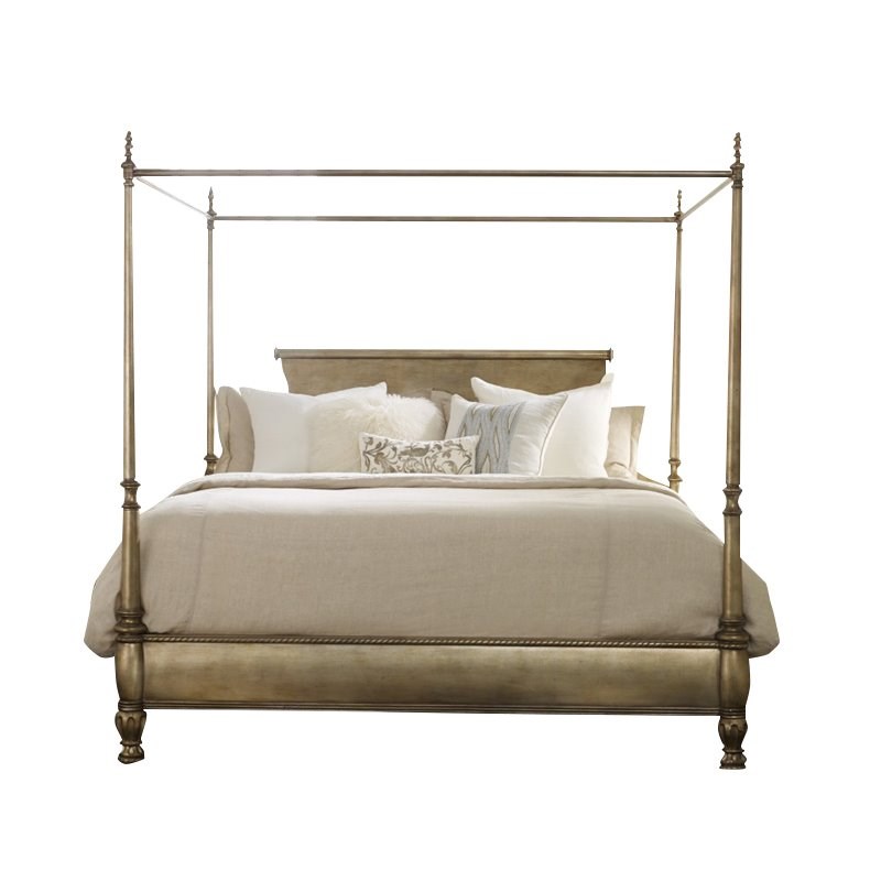 Hooker Furniture Melange Montage King Canopy Poster Bed in Gold