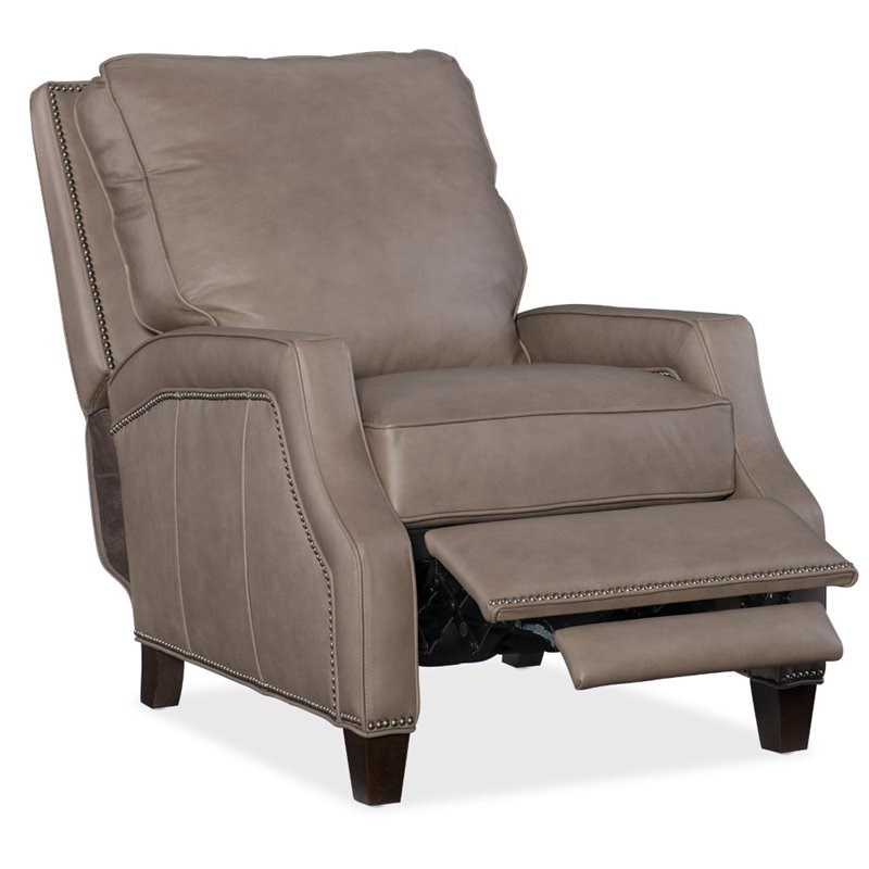 Hooker Furniture Caleigh Leather Recliner in Beige and Natchez Brown