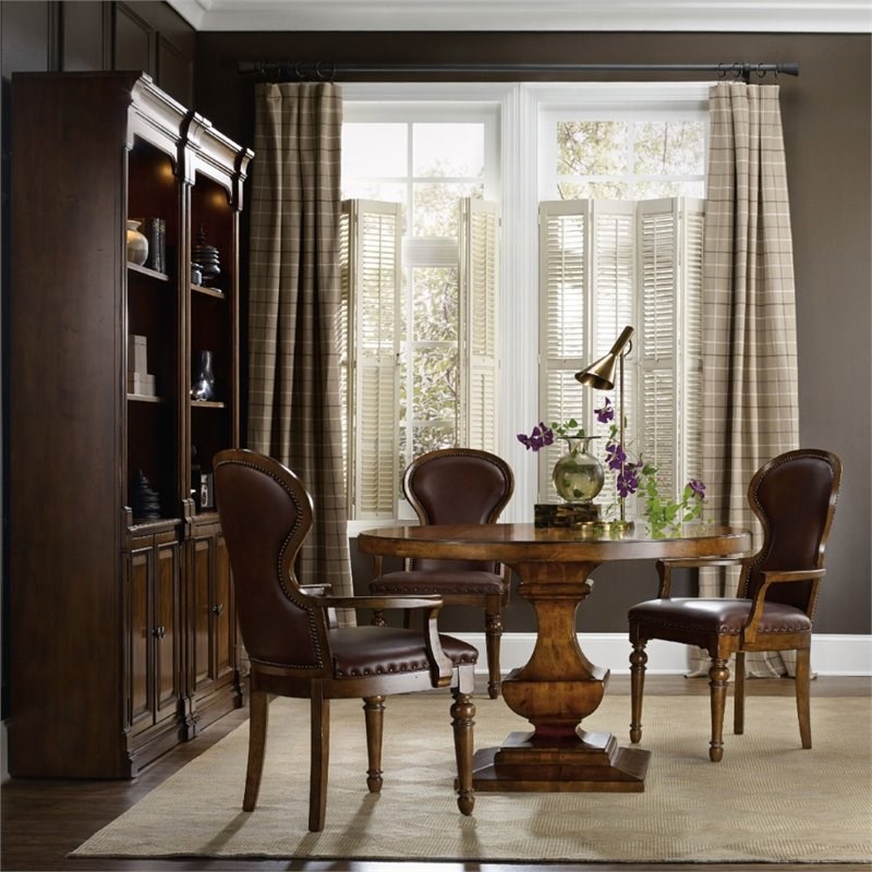 Hooker Furniture Tynecastle Round Pedestal Dining Table in Medium Wood Homesquare