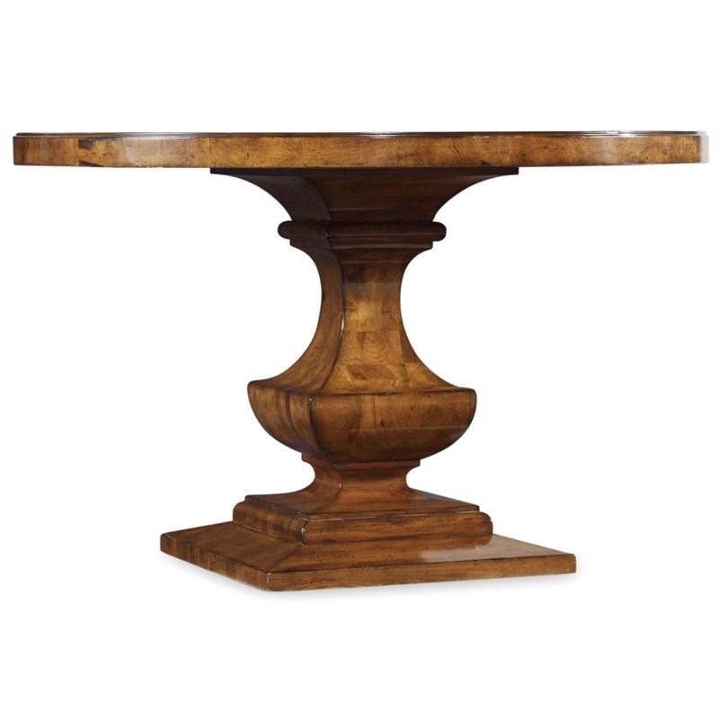 Hooker Furniture Tynecastle Round Pedestal Dining Table in Medium Wood Homesquare