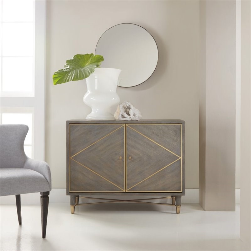 Hooker Furniture Melange Breck Accent Chest in Gray with Gold Accents