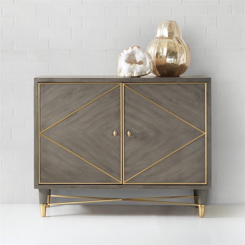 Hooker Furniture Melange Breck Accent Chest in Gray with Gold Accents