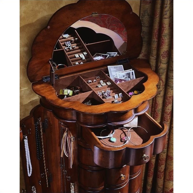 Hooker Furniture Seven Seas Shaped Jewelry Chest in Cherry Finish