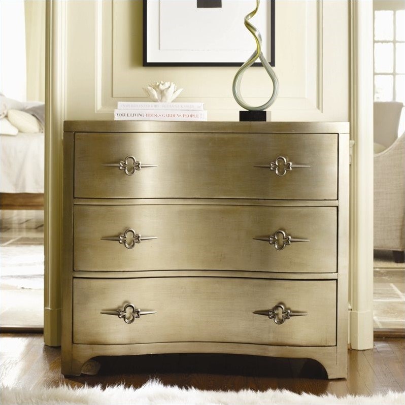 Hooker Furniture Sanctuary ThreeDrawer Shaped Front Gold Accent Chest