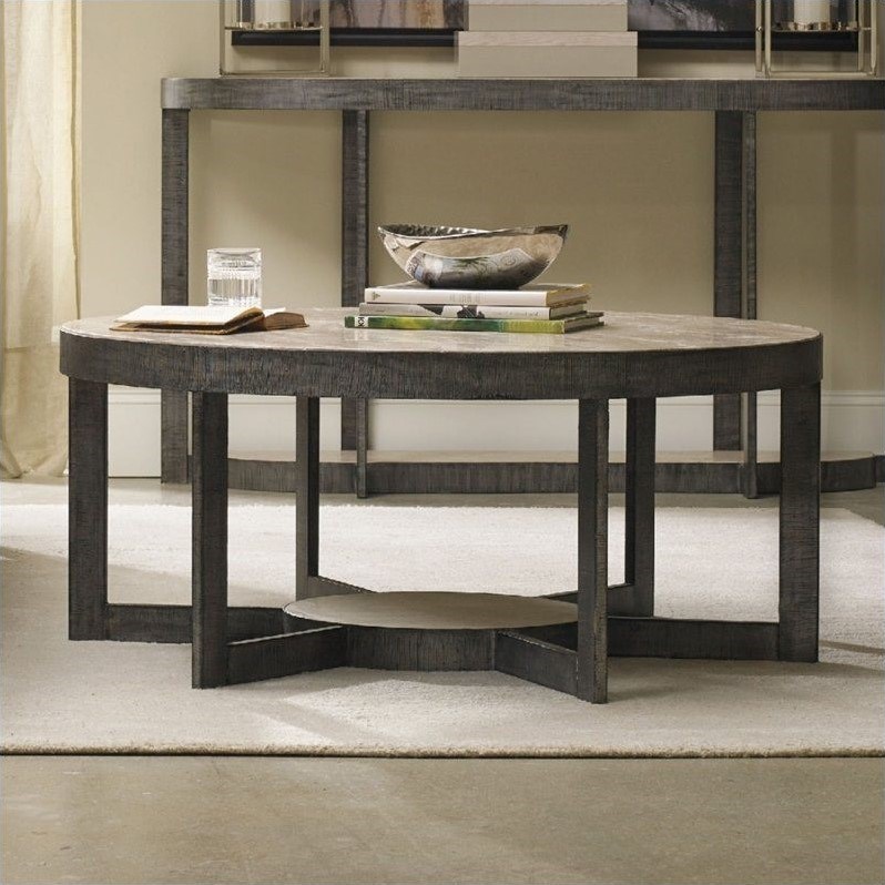 Hooker Furniture Mill Valley 44" Round Cocktail Table in Travertine