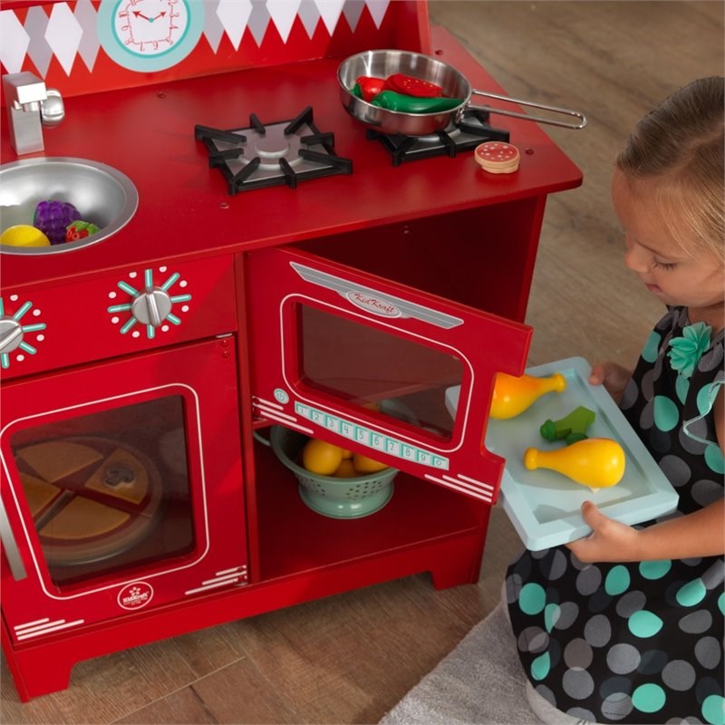 kidkraft red classic kitchenette