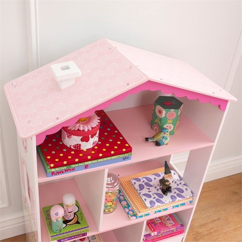 KidKraft Dollhouse Bookcase in Pink and White Homesquare