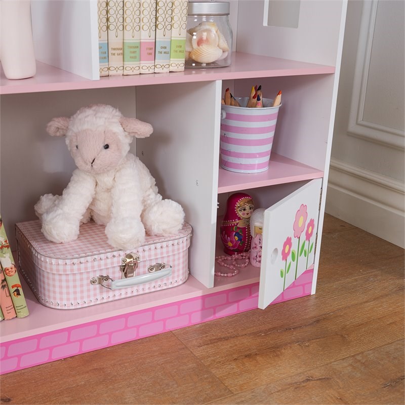 KidKraft Dollhouse Bookcase in Pink and White Homesquare