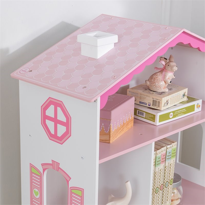 KidKraft Dollhouse Bookcase in Pink and White Homesquare