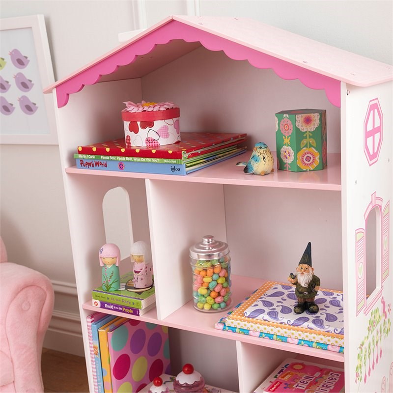 KidKraft Dollhouse Bookcase in Pink and White Homesquare