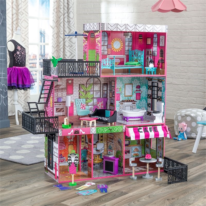 KidKraft Brooklyn's Loft Dollhouse in Pink and Green