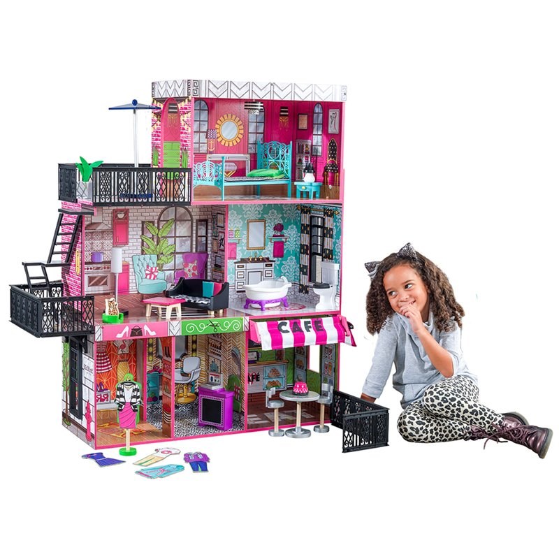 KidKraft Brooklyn's Loft Dollhouse in Pink and Green