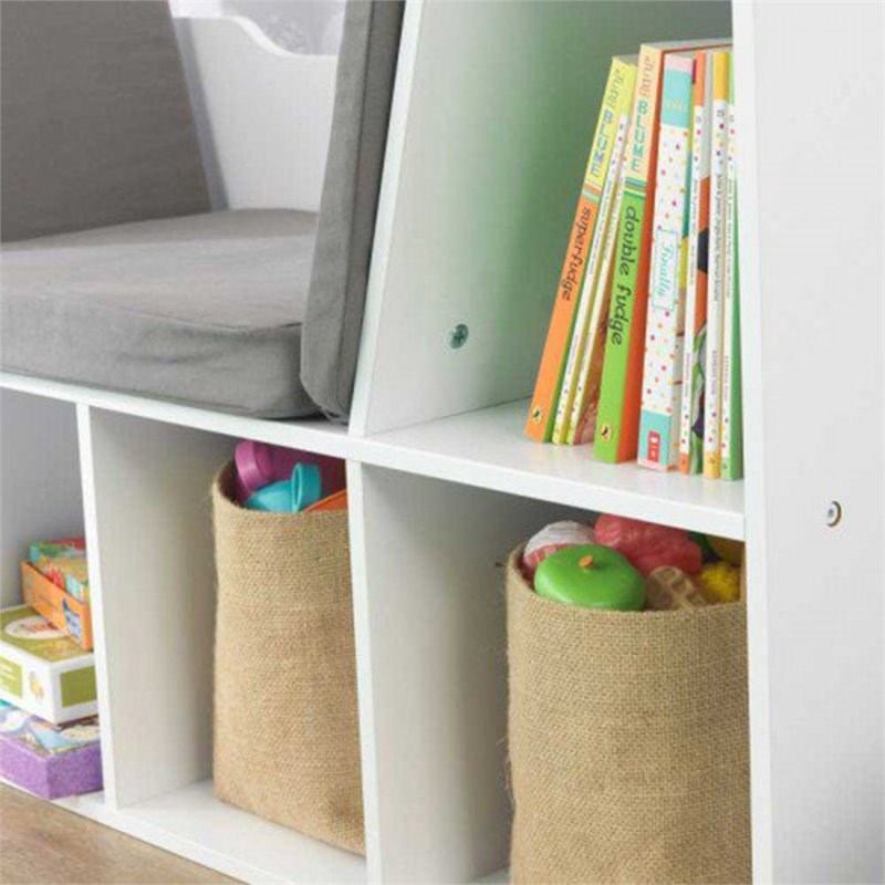 KidKraft 6 Cubby Bookcase with Reading Nook in White Homesquare