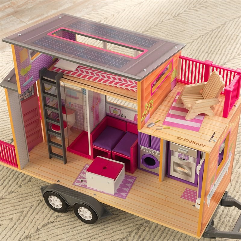 KidKraft 10 Piece Teeny Dollhouse in Purple and Pink